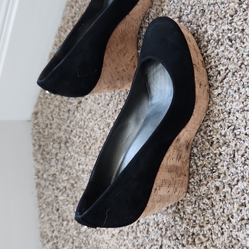 Stuart Weitzman Black Espadrille Wedges